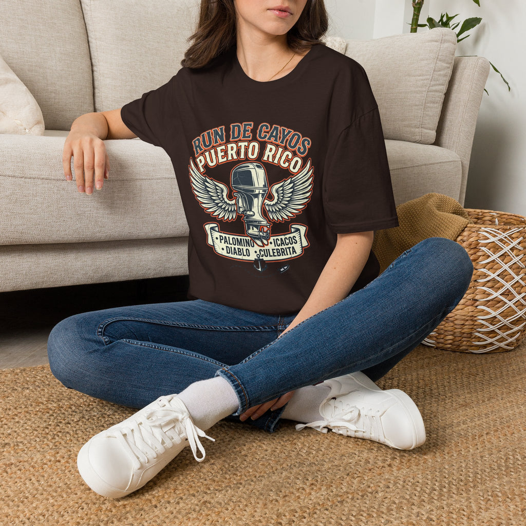 Run de Cayos Puerto Rico T-Shirt | Vintage Motorcycle Helmet Wings
