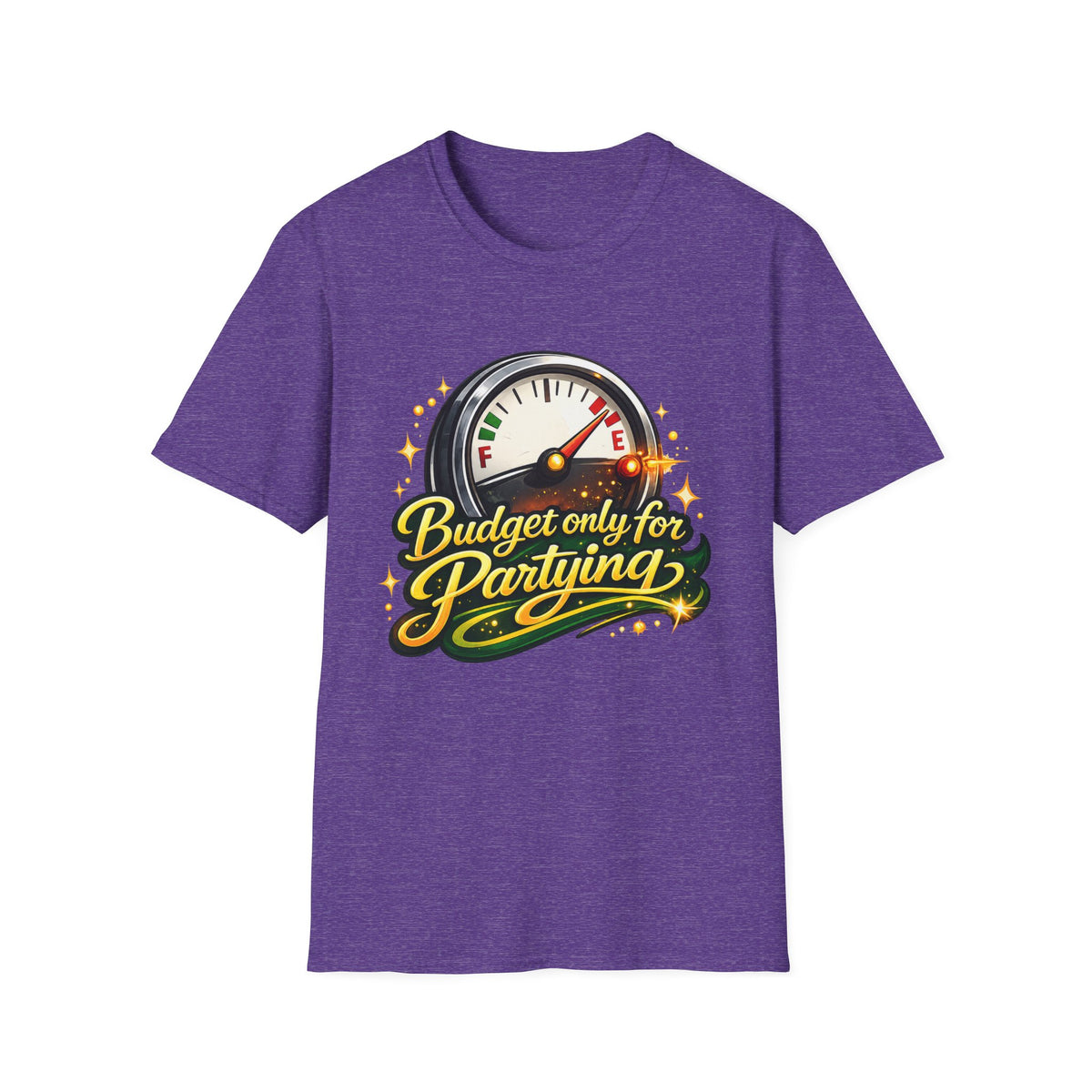 T-Shirt — "Budget Only for Partying" Fuel Gauge Graphic Tee