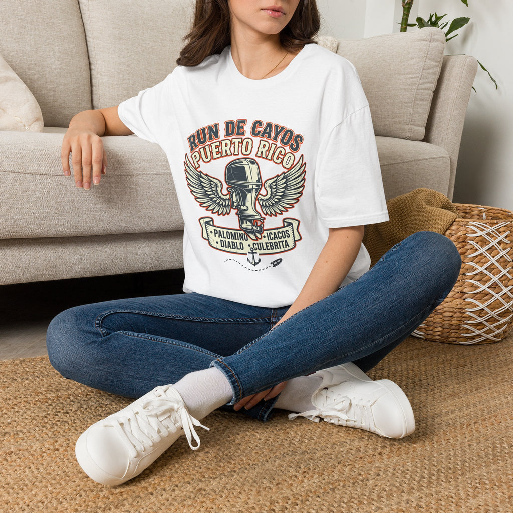 Run de Cayos Puerto Rico T-Shirt | Vintage Motorcycle Helmet Wings