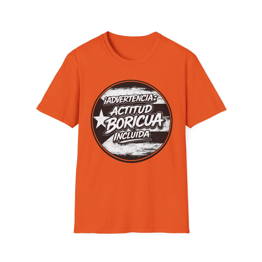 Advertencia Actitud Boricua T-Shirt | Puerto Rican Pride, Retro Badge Design
