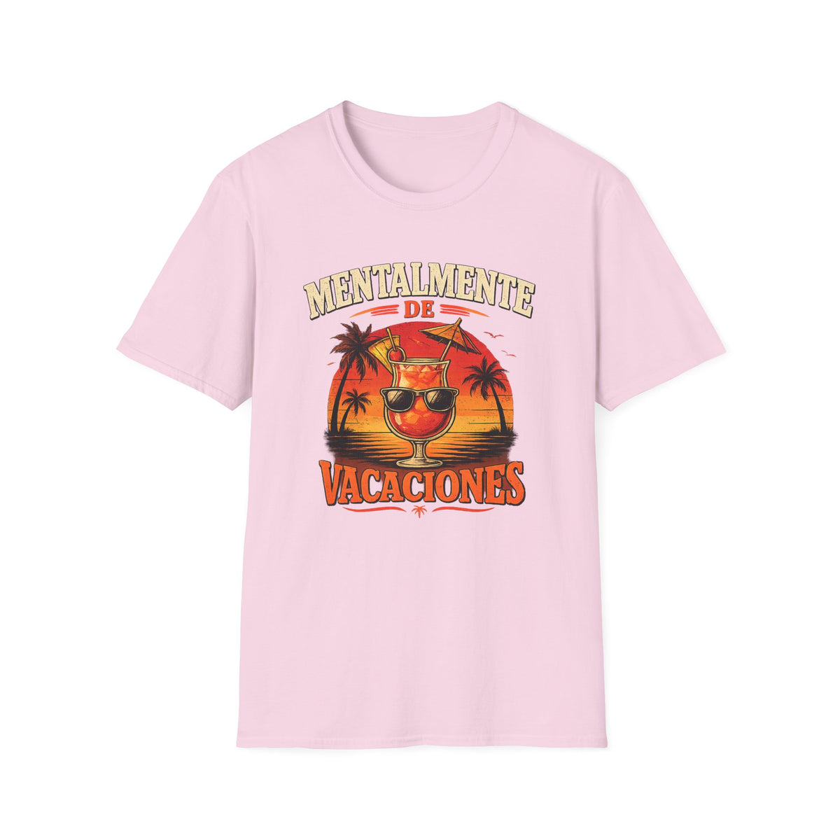 T-Shirt — "Mentalmente de Vacaciones" Tropical Sunset Graphic Tee
