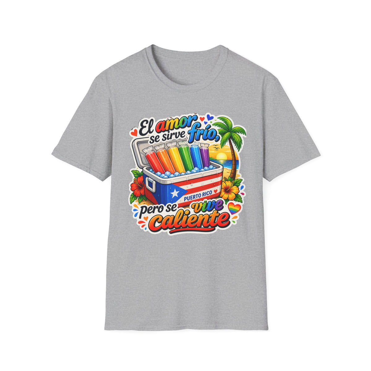 T-Shirt — “El amor se sirve frío” Rainbow Popsicle Cooler Graphic Tee