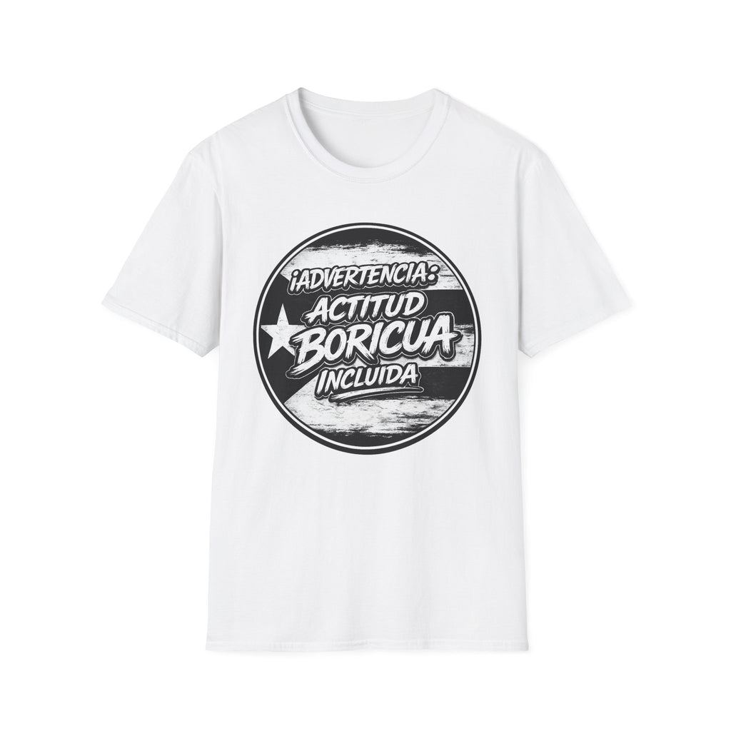 Advertencia Actitud Boricua T-Shirt | Puerto Rican Pride, Retro Badge Design