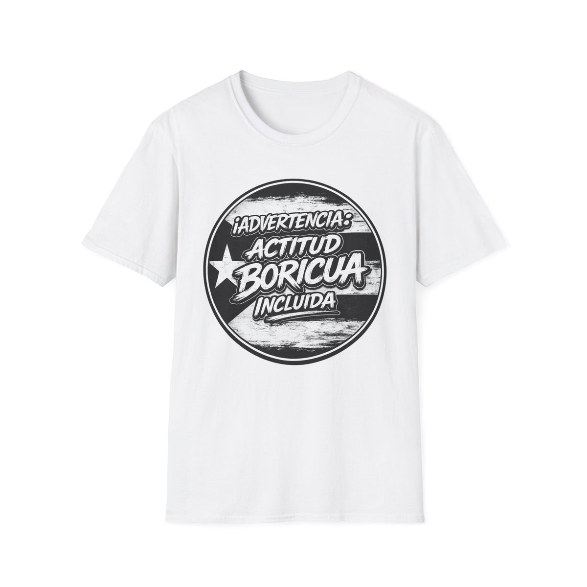 Advertencia Actitud Boricua T-Shirt | Puerto Rican Pride, Retro Badge Design