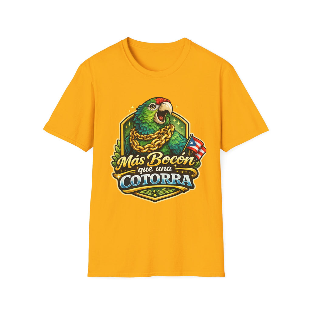 Parrot T-Shirt — “Más Bocón Que Una Cotorra” Puerto Rican Pride Graphic Tee