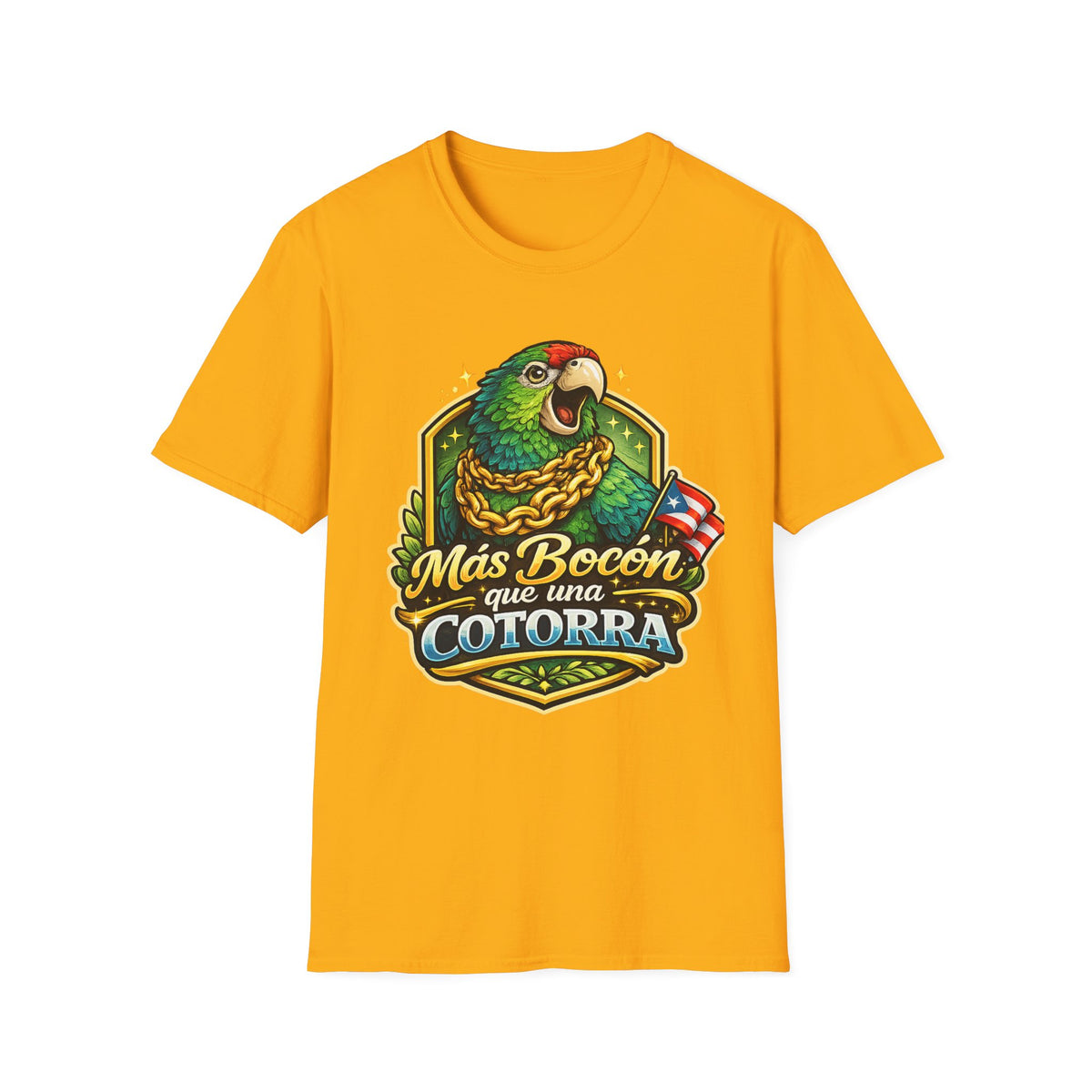 Parrot T-Shirt — “Más Bocón Que Una Cotorra” Puerto Rican Pride Graphic Tee