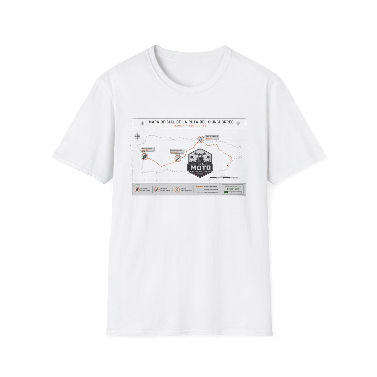 Moto Route Map T-Shirt — 'Mapa Oficial de la Ruta del Chinchorreo' Motorcycle Tee