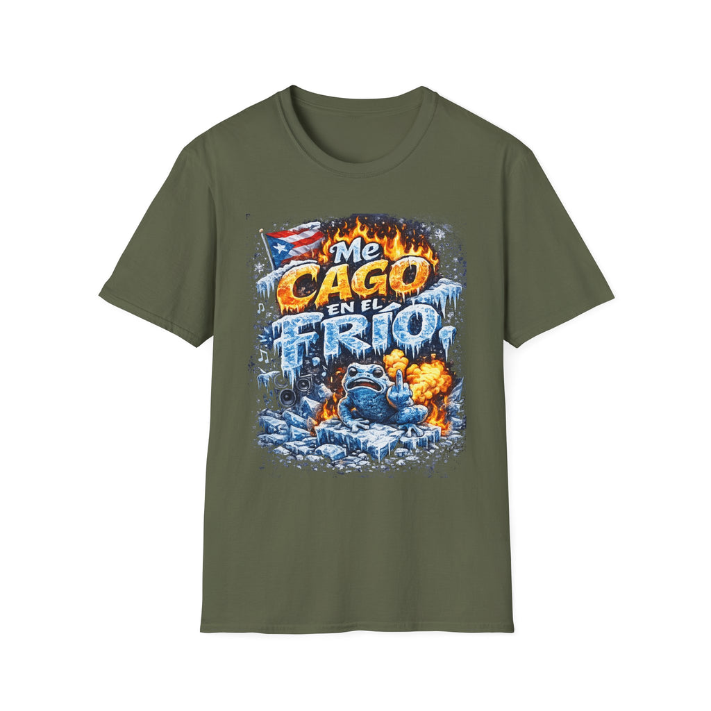 "Me Cago en el Frío" Puerto Rican Flame & Ice Graphic T-Shirt