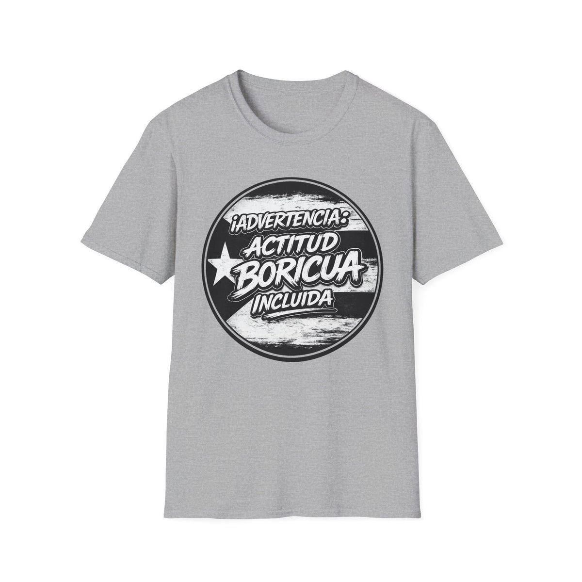 Advertencia Actitud Boricua T-Shirt | Puerto Rican Pride, Retro Badge Design