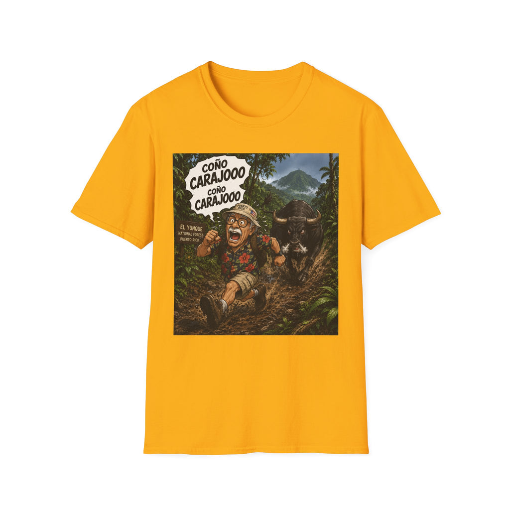 Graphic T-Shirt — Vintage Tropical Poster "Coño Carajooo"