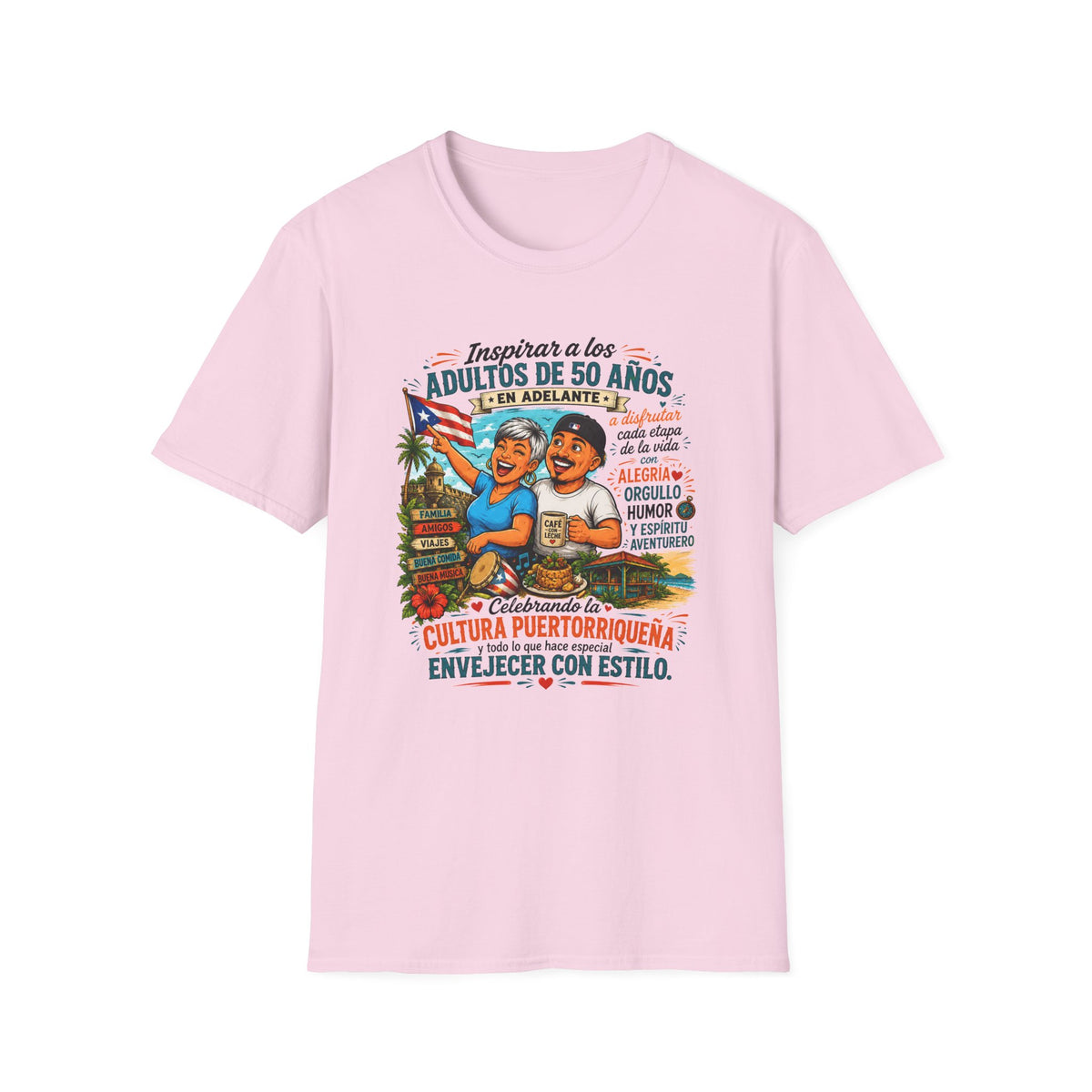 Inspirar a los adultos de 50 años,  50+ Puerto Rican Pride T-Shirt