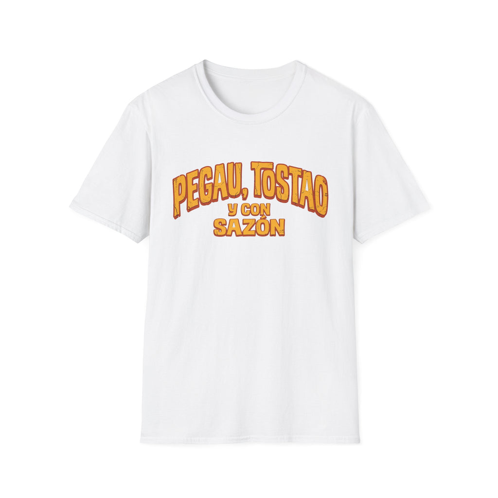 "Pegau, Tostao y Con Sazón" Retro Spanish Phrase T-shirt