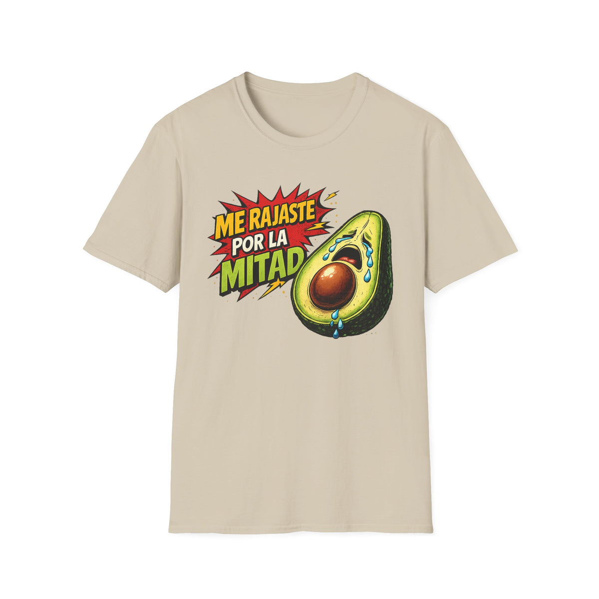 Me Rajaste Por La Mitad Avocado T-Shirt — Funny Spanish Heartbreak Graphic Tee