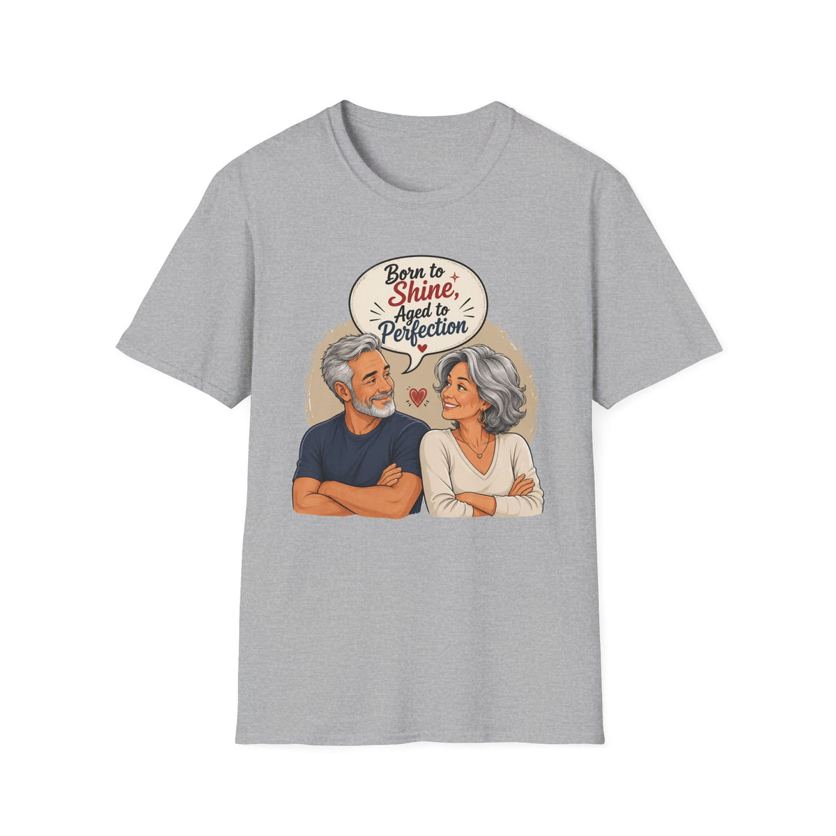 Born to Shine, Aged to Perfection (Retro Senior Couple Graphic) T-Shirt