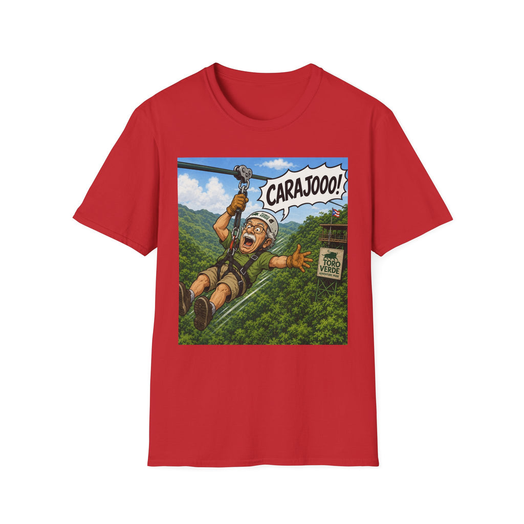 Zipline Adventure T‑Shirt — 'CARAJOOO!' Funny Ziplining Graphic Tee
