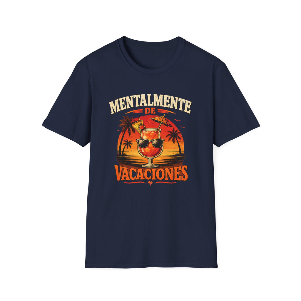 T-Shirt — "Mentalmente de Vacaciones" Tropical Sunset Graphic Tee