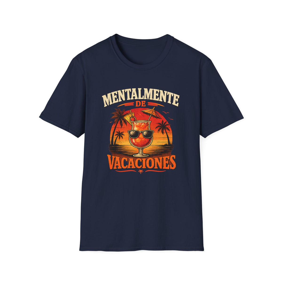 T-Shirt — "Mentalmente de Vacaciones" Tropical Sunset Graphic Tee