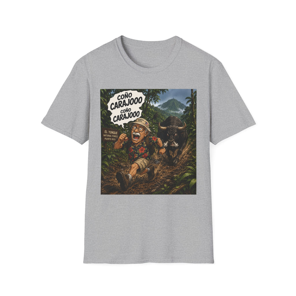 Graphic T-Shirt — Vintage Tropical Poster "Coño Carajooo"