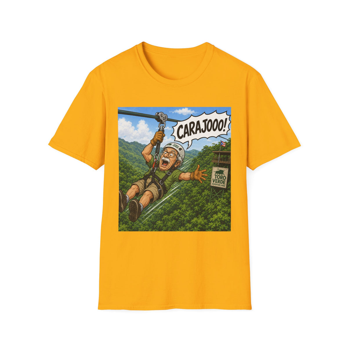 T‑Shirt — 'Carajooo!' Zipline Adventure Graphic Tee
