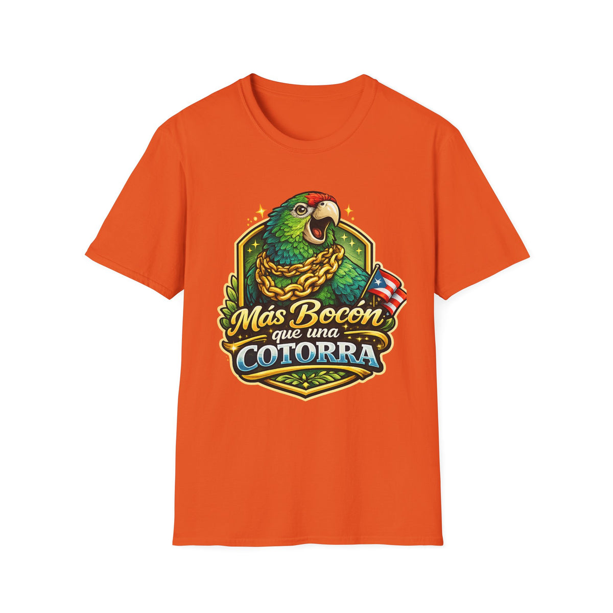 Parrot T-Shirt — “Más Bocón Que Una Cotorra” Puerto Rican Pride Graphic Tee