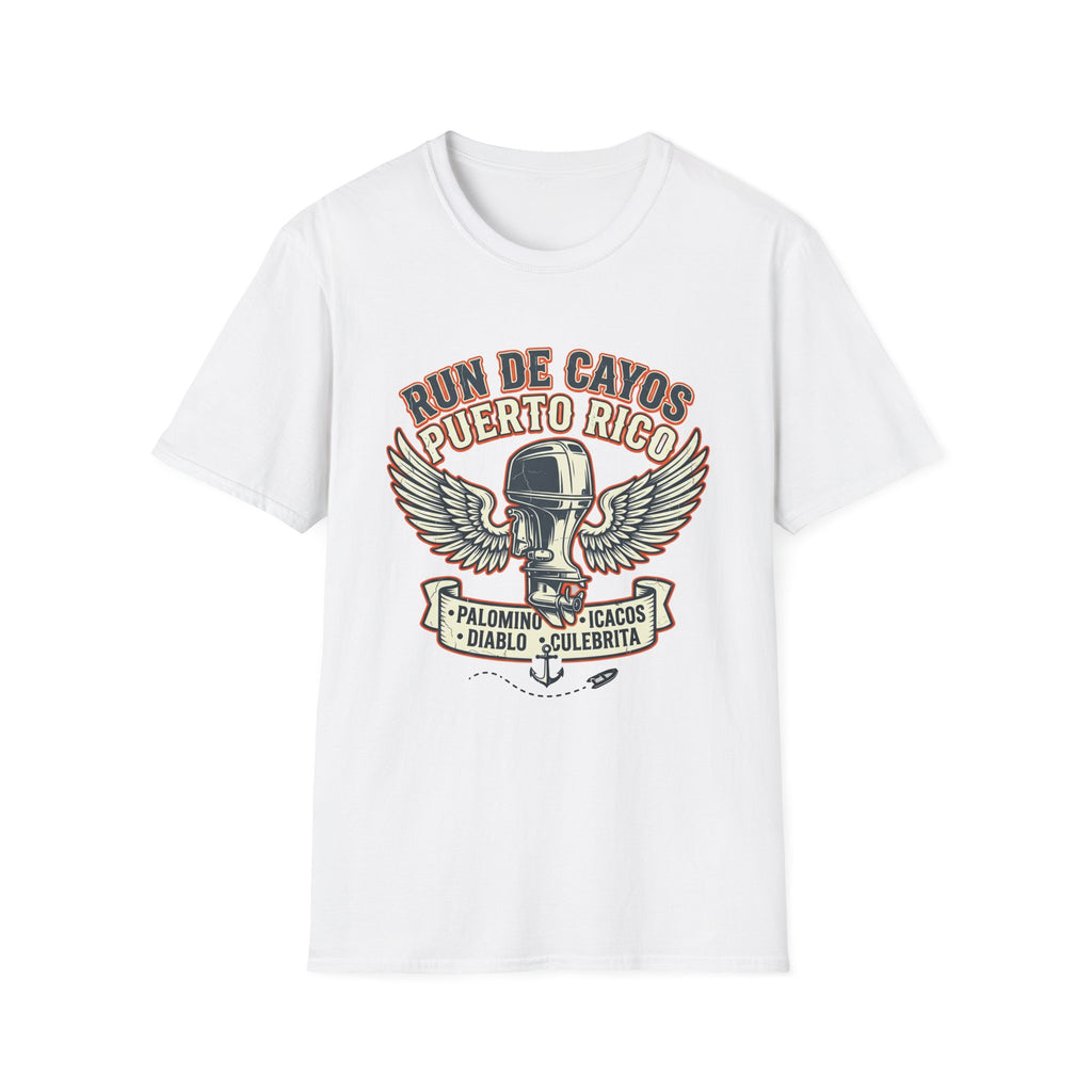 Run de Cayos Puerto Rico T-Shirt | Vintage Motorcycle Helmet Wings