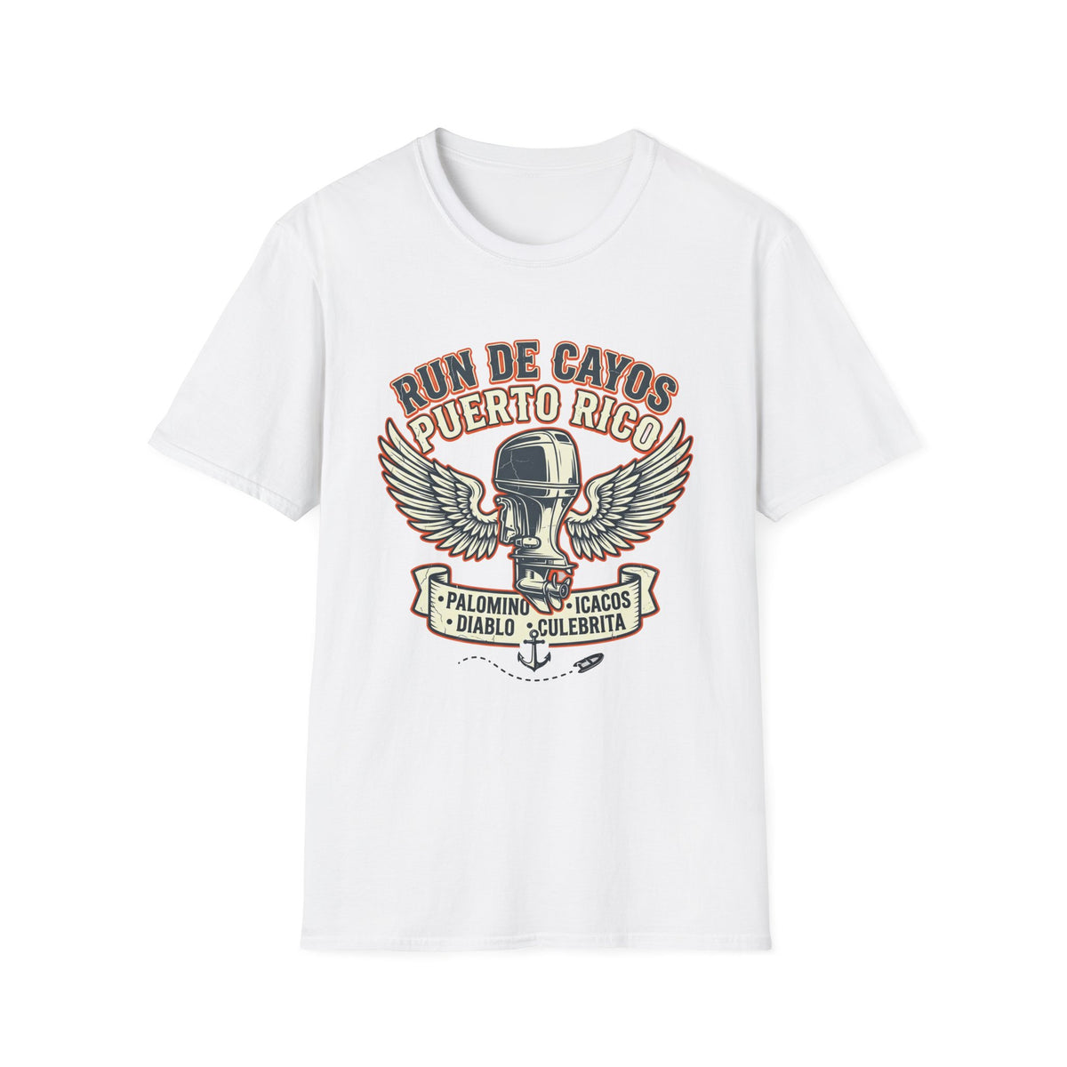 Run de Cayos Puerto Rico T-Shirt | Vintage Motorcycle Helmet Wings