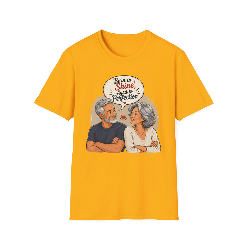 Born to Shine, Aged to Perfection (Retro Senior Couple Graphic) T-Shirt