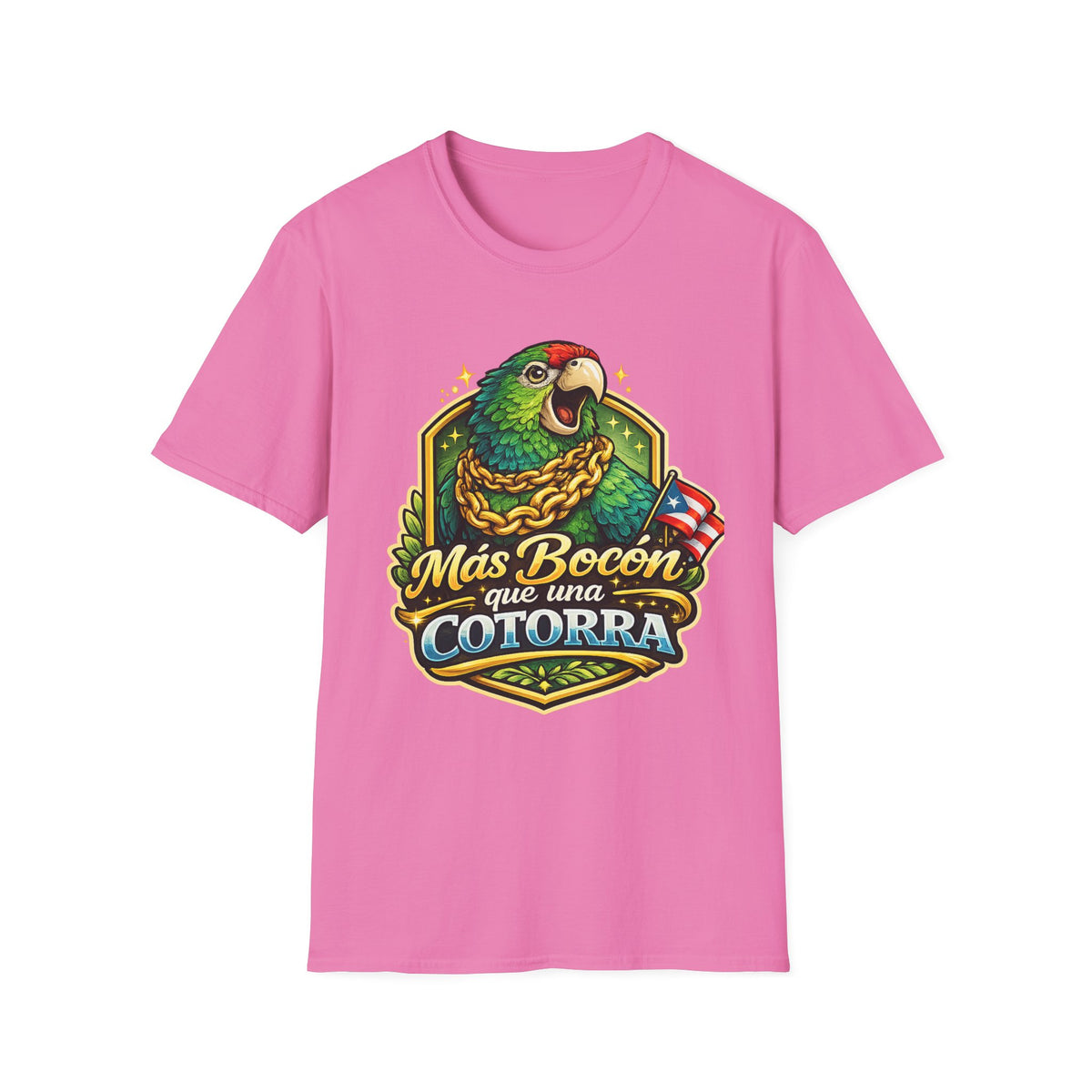 Parrot T-Shirt — “Más Bocón Que Una Cotorra” Puerto Rican Pride Graphic Tee