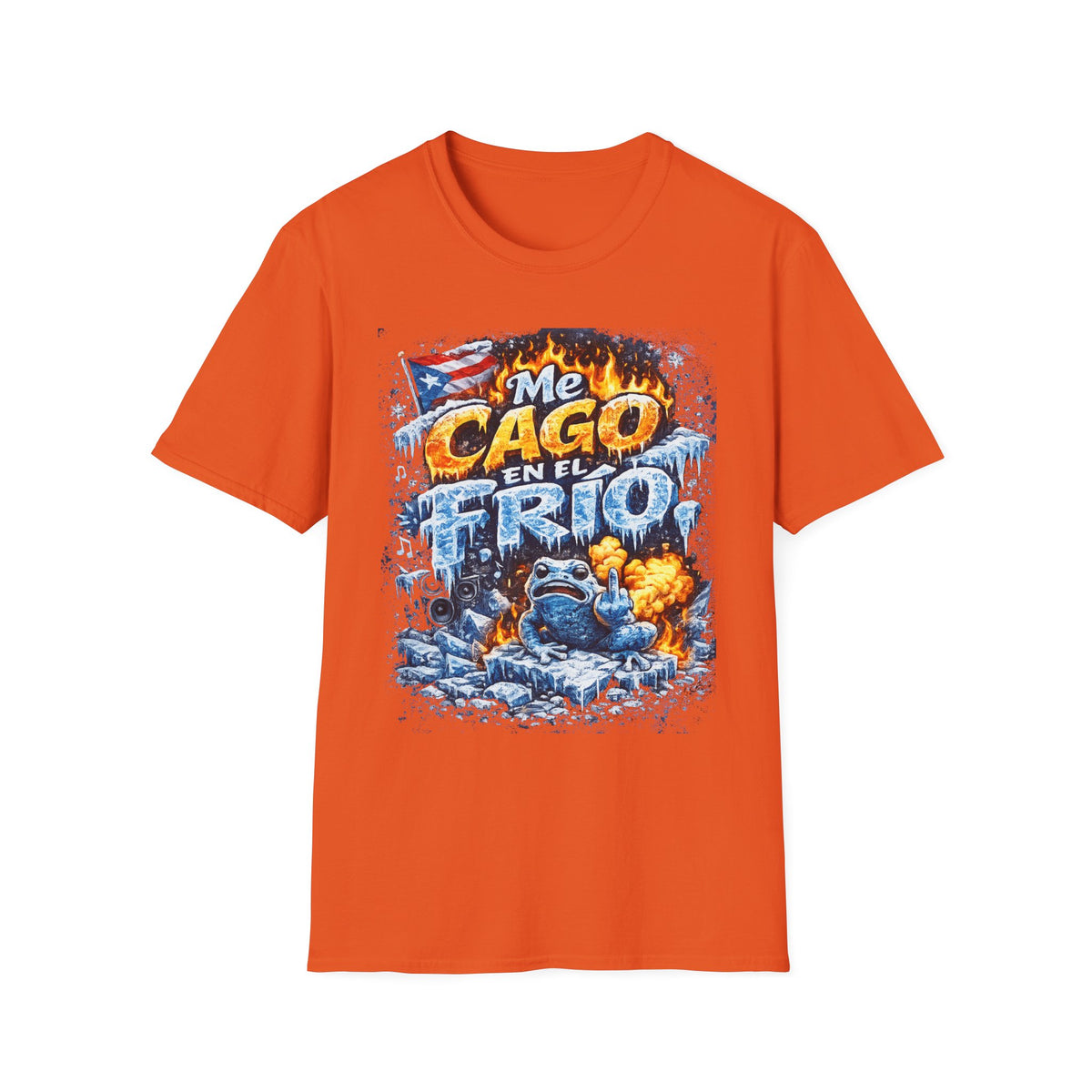 "Me Cago en el Frío" Puerto Rican Flame & Ice Graphic T-Shirt