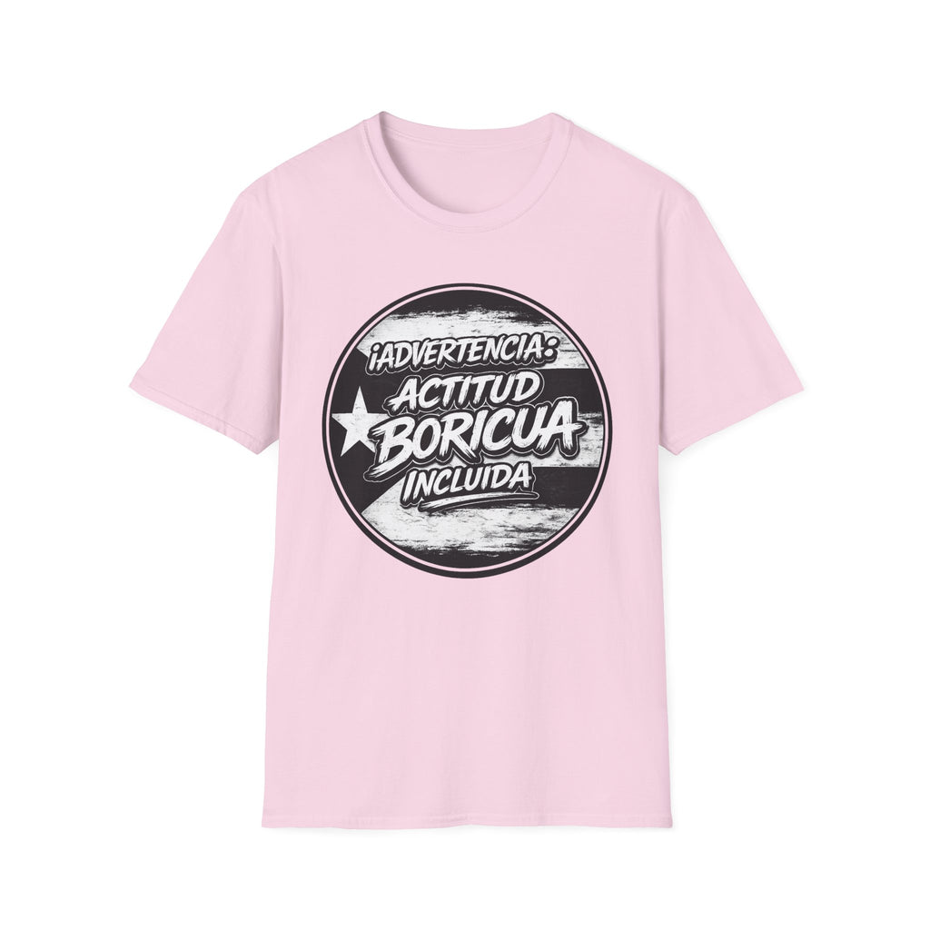 Advertencia Actitud Boricua T-Shirt | Puerto Rican Pride, Retro Badge Design
