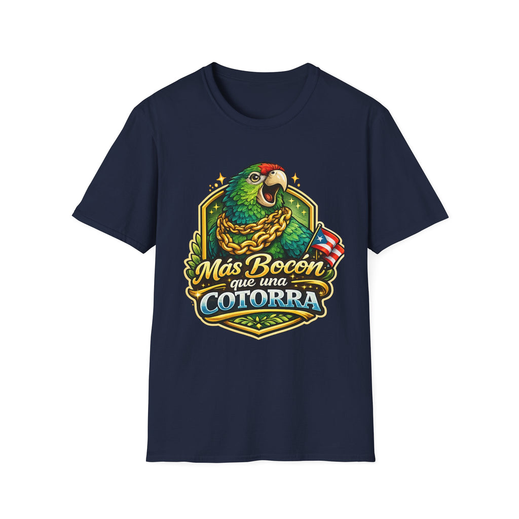 Parrot T-Shirt — “Más Bocón Que Una Cotorra” Puerto Rican Pride Graphic Tee