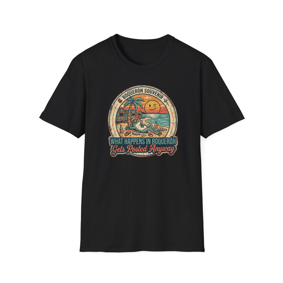 Vintage Beach Sunset “Boquerón Souvenir” T-Shirt