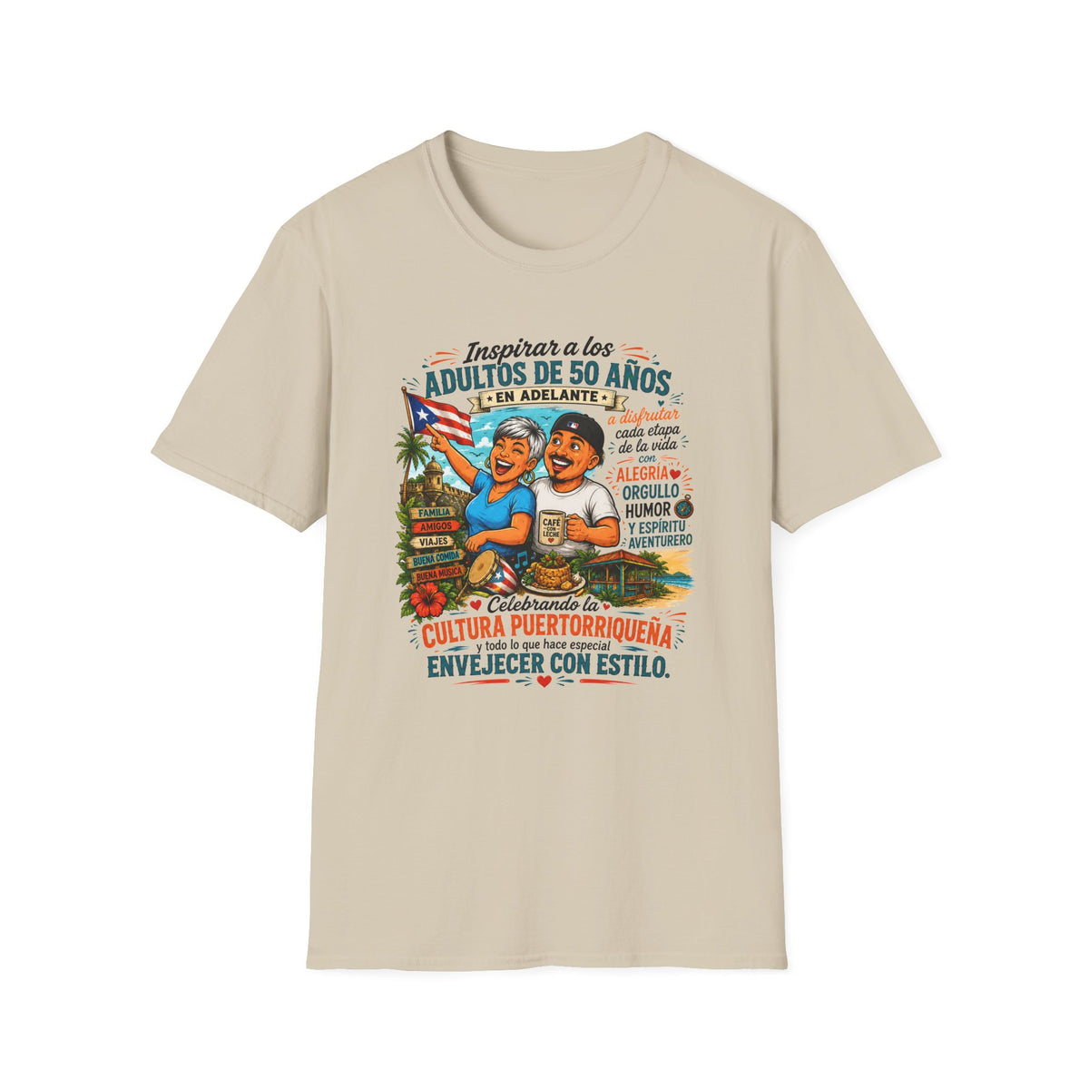 Inspirar a los adultos de 50 años,  50+ Puerto Rican Pride T-Shirt