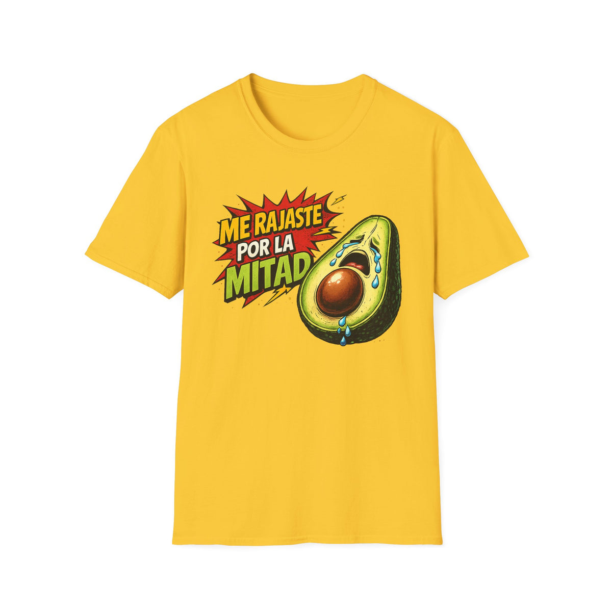 Me Rajaste Por La Mitad Avocado T-Shirt — Funny Spanish Heartbreak Graphic Tee