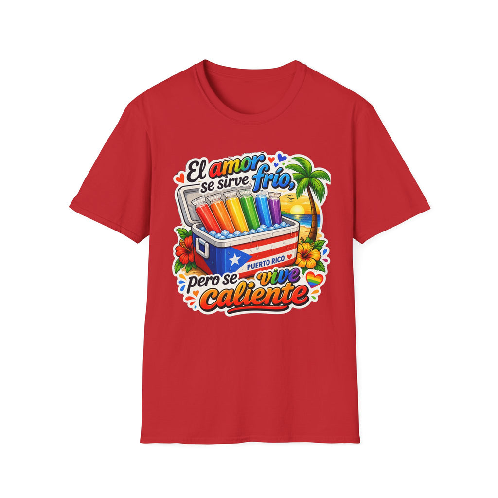 T-Shirt — “El amor se sirve frío” Rainbow Popsicle Cooler Graphic Tee