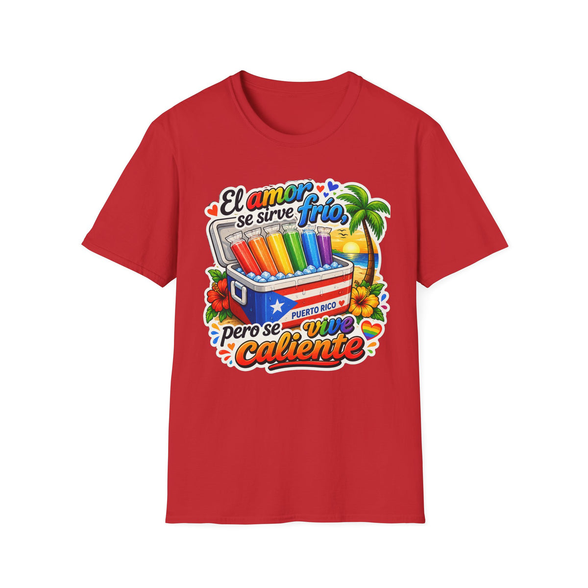 T-Shirt — “El amor se sirve frío” Rainbow Popsicle Cooler Graphic Tee
