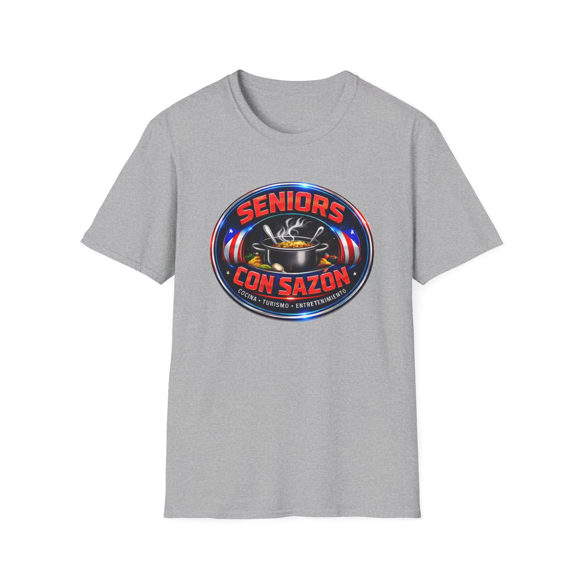 Seniors Con Sazón T-Shirt — Funny Hispanic Senior Chef Gift